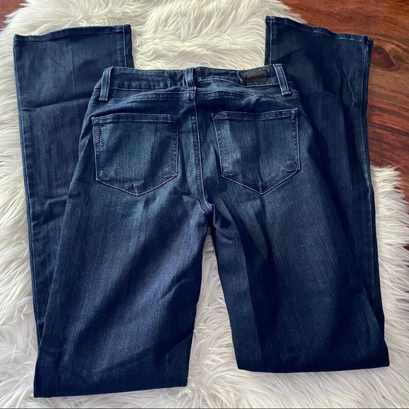 PAIGE High Rise Manhattan Bootcut Dark Denim Jeans - Picture 7 of 9